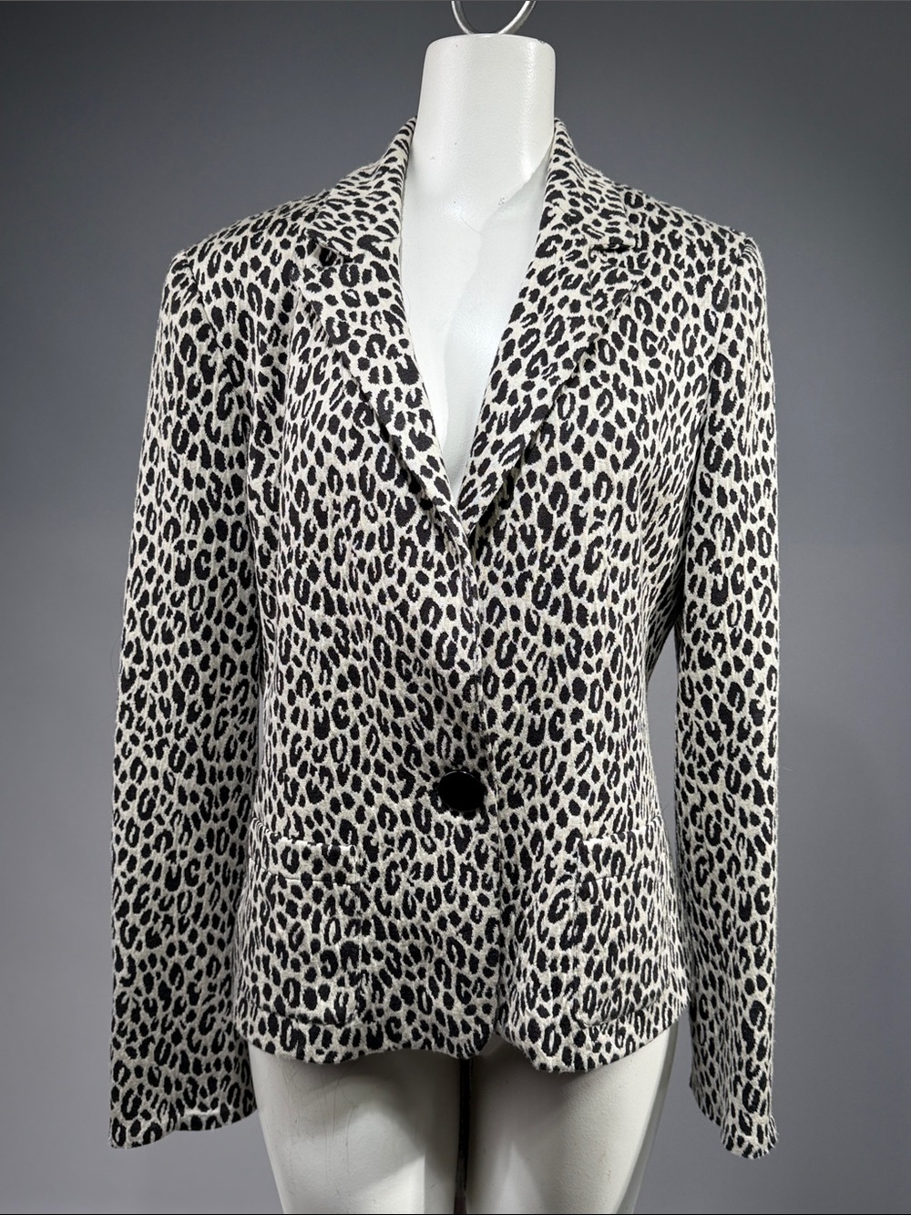 Spiegel Leopard-Print Single-Button Blazer in Black and Cream (rack10)